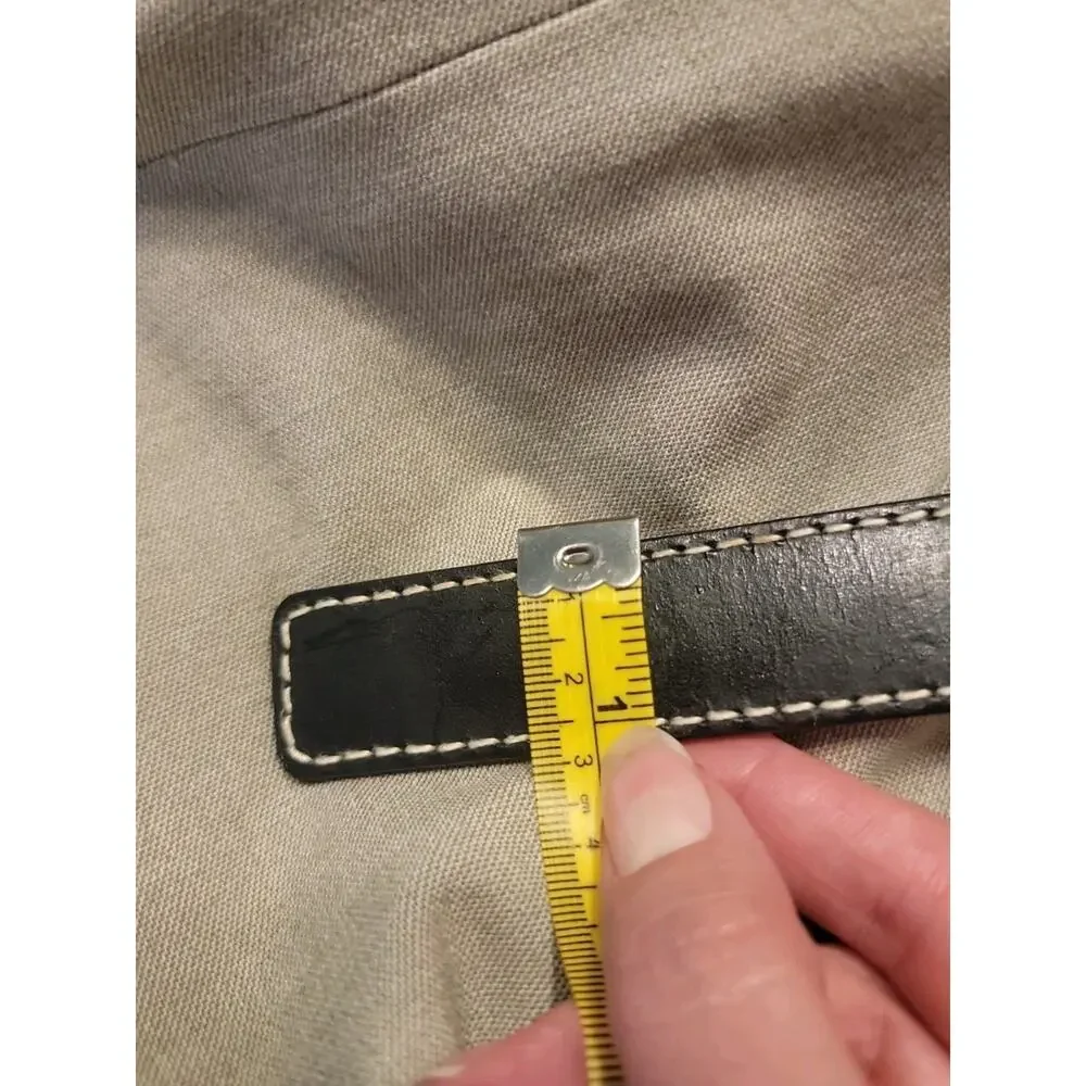 Anne Klein Black Leather Belt Silver Tone Buckle Contrast Stitch Size Medium